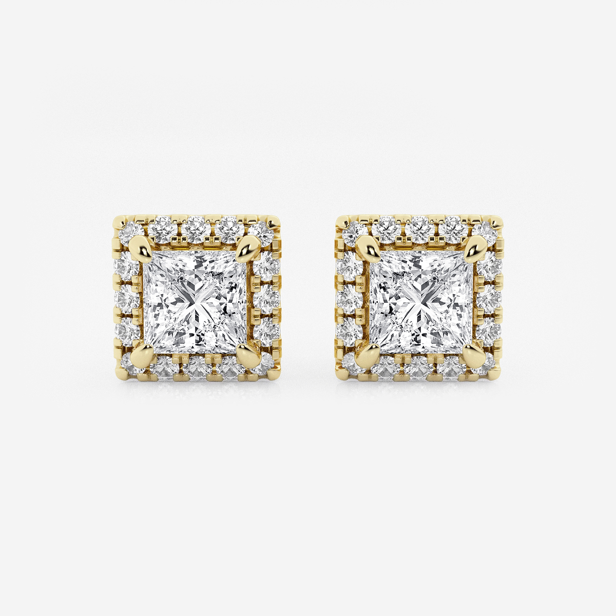 2 3/8 ctw Princess Lab Grown Diamond Halo Certified Stud Earrings