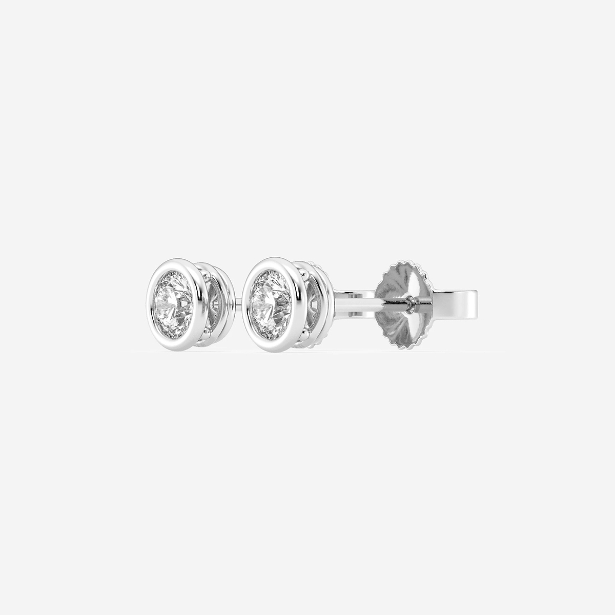 Additional Image 1 for  1/2 ctw Round Lab Grown Diamond Bezel Set Filigree Solitaire Stud Earrings