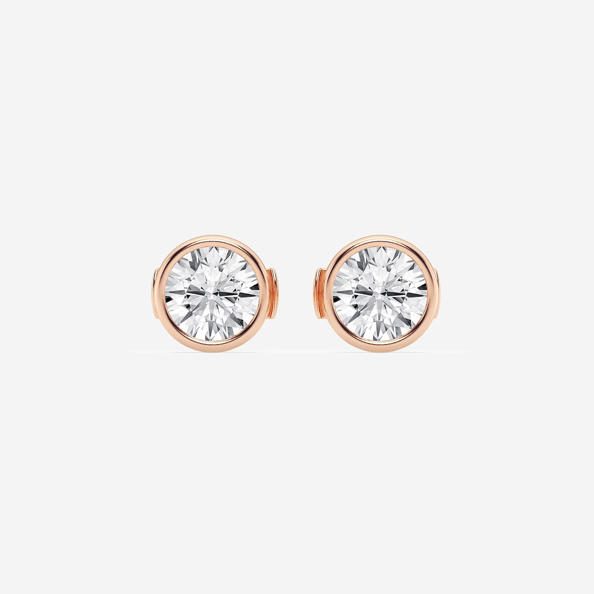 1 1/2 ctw Round Lab Grown Diamond Bezel Set Filigree Solitaire Stud Earrings