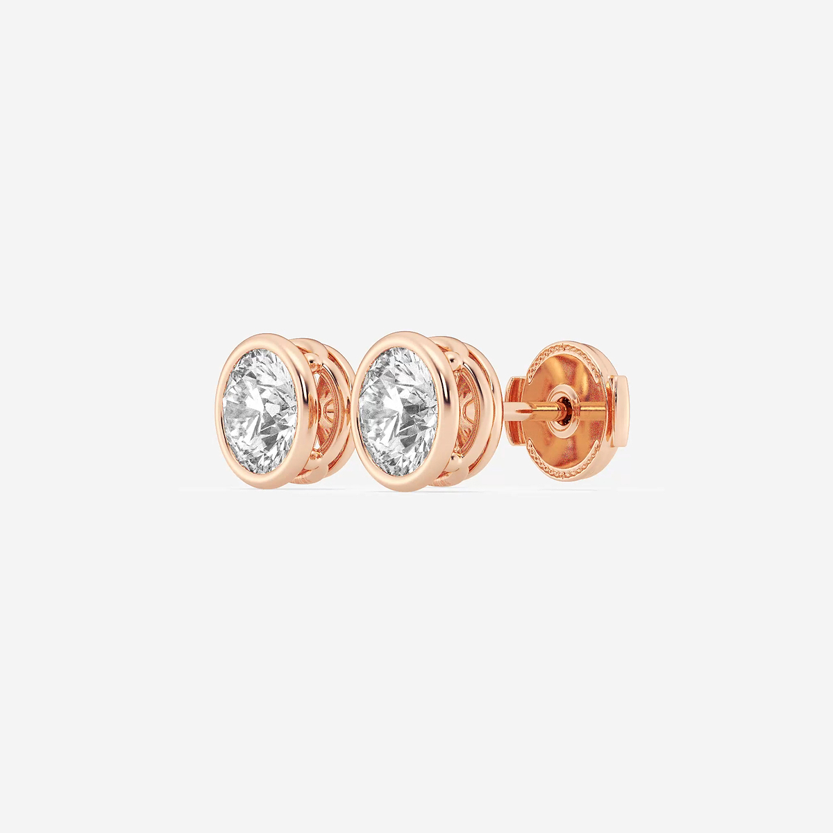 Additional Image 1 for  1 1/2 ctw Round Lab Grown Diamond Bezel Set Filigree Solitaire Stud Earrings