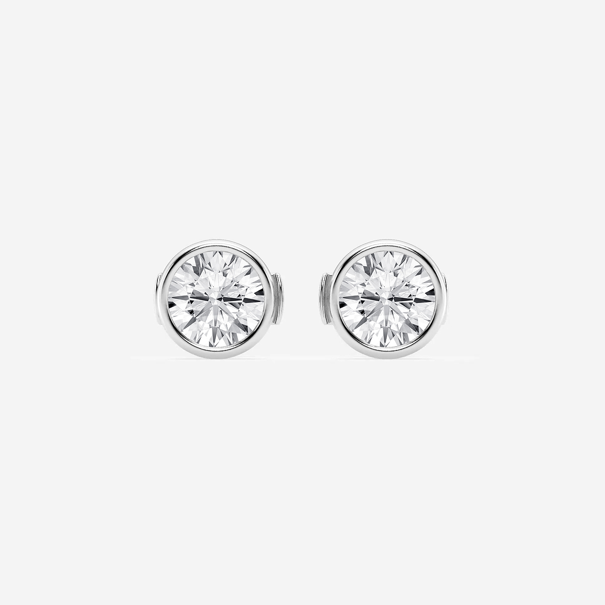 1 1/2 ctw Round Lab Grown Diamond Bezel Set Filigree Solitaire Stud Earrings
