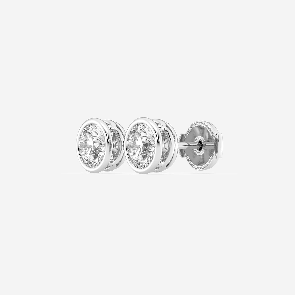 Additional Image 1 for  1 1/2 ctw Round Lab Grown Diamond Bezel Set Filigree Solitaire Stud Earrings