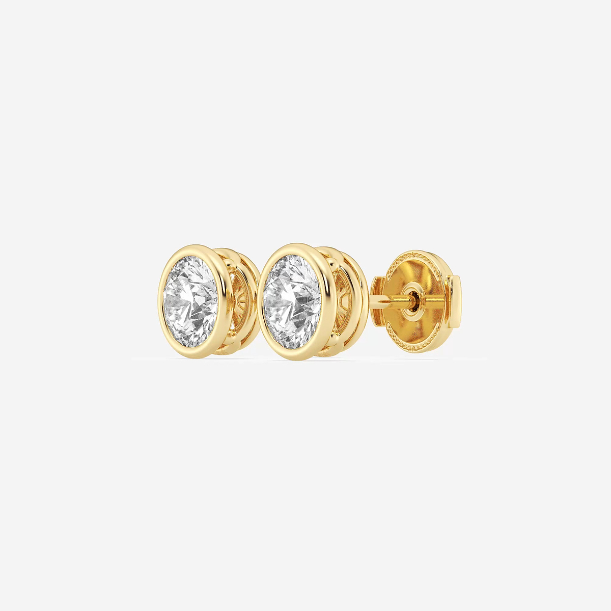 Additional Image 1 for  1 1/2 ctw Round Lab Grown Diamond Bezel Set Filigree Solitaire Stud Earrings