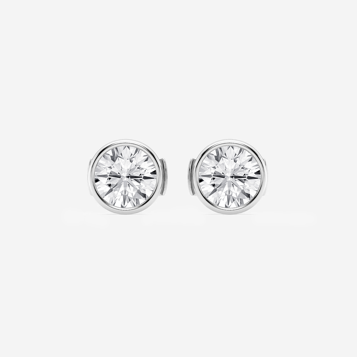 2 ctw Round Lab Grown Diamond Bezel Set Filigree Solitaire Certified Stud Earrings