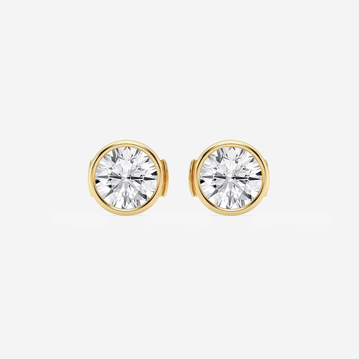 2 ctw Round Lab Grown Diamond Bezel Set Filigree Solitaire Certified Stud Earrings