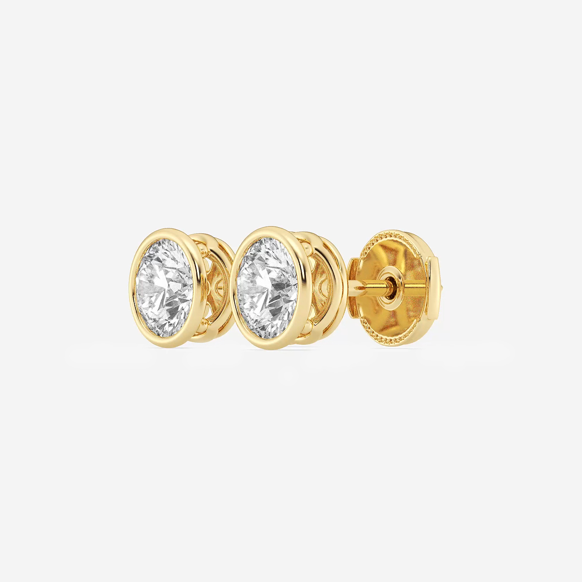 Additional Image 1 for  2 ctw Round Lab Grown Diamond Bezel Set Filigree Solitaire Certified Stud Earrings