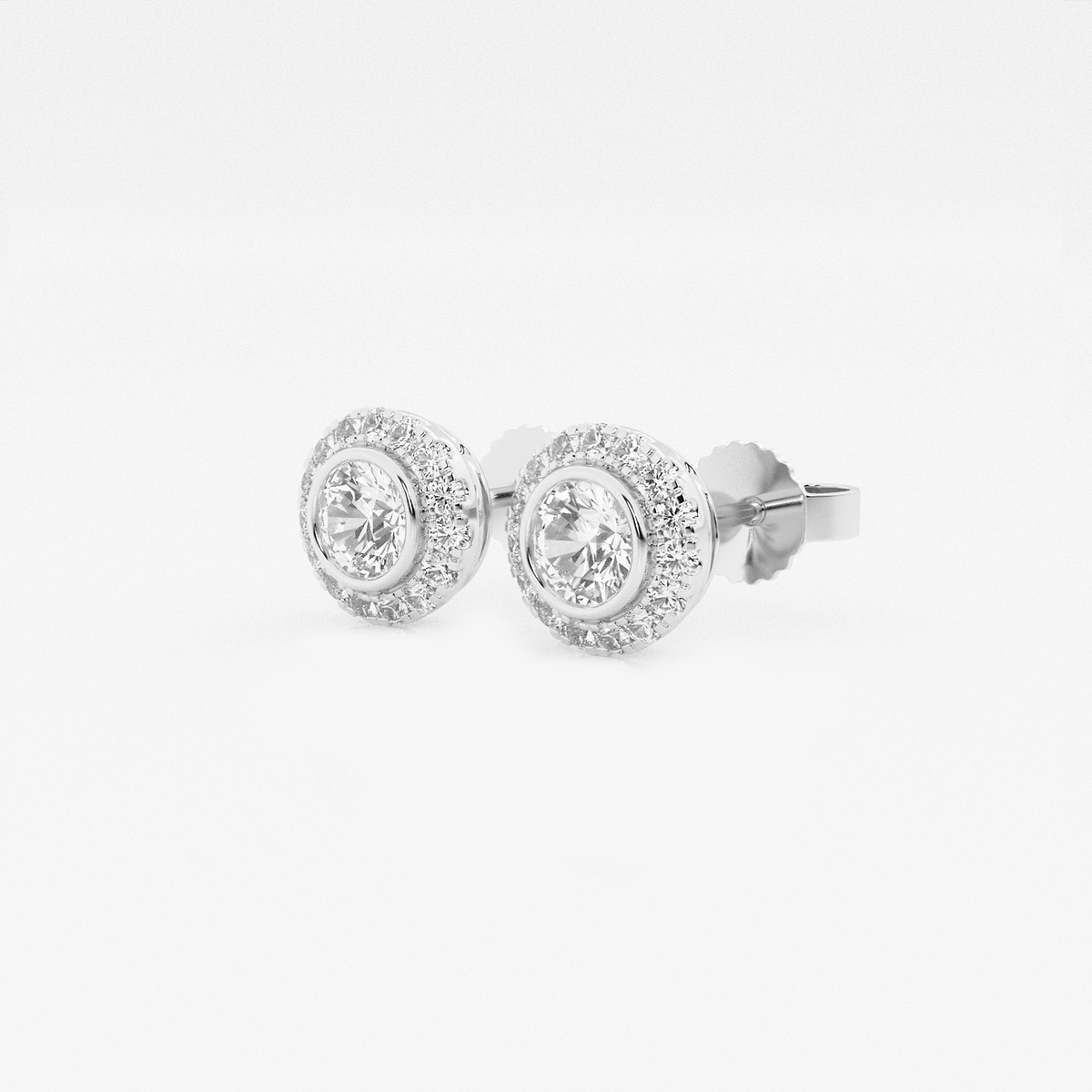 Additional Image 1 for  5/8 ctw Round Lab Grown Diamond Bezel Set Halo Stud Earrings