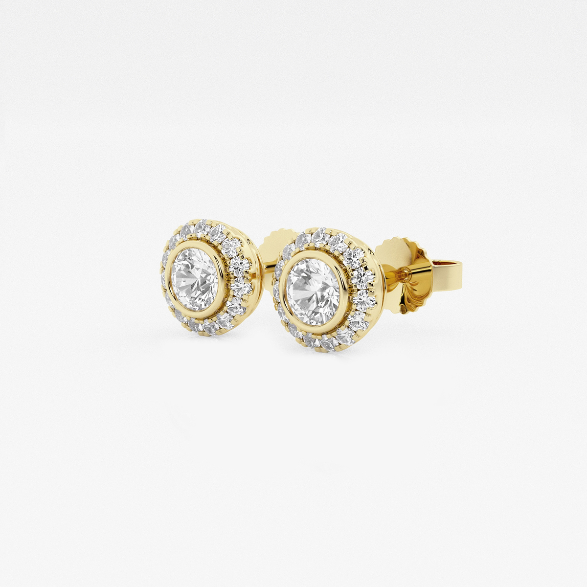 Additional Image 1 for  5/8 ctw Round Lab Grown Diamond Bezel Set Halo Stud Earrings