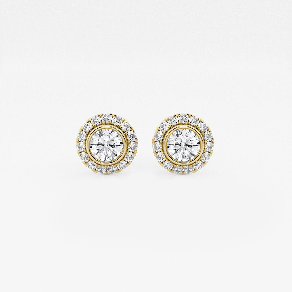 5/8 ctw Round Lab Grown Diamond Bezel Set Halo Stud Earrings