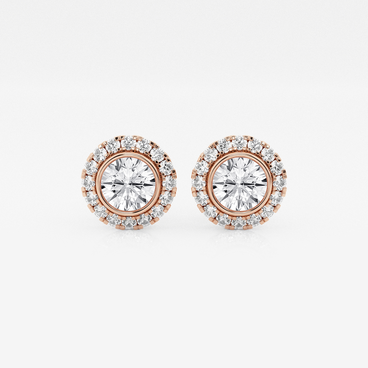1 1/4 ctw Round Lab Grown Diamond Halo Stud Earrings