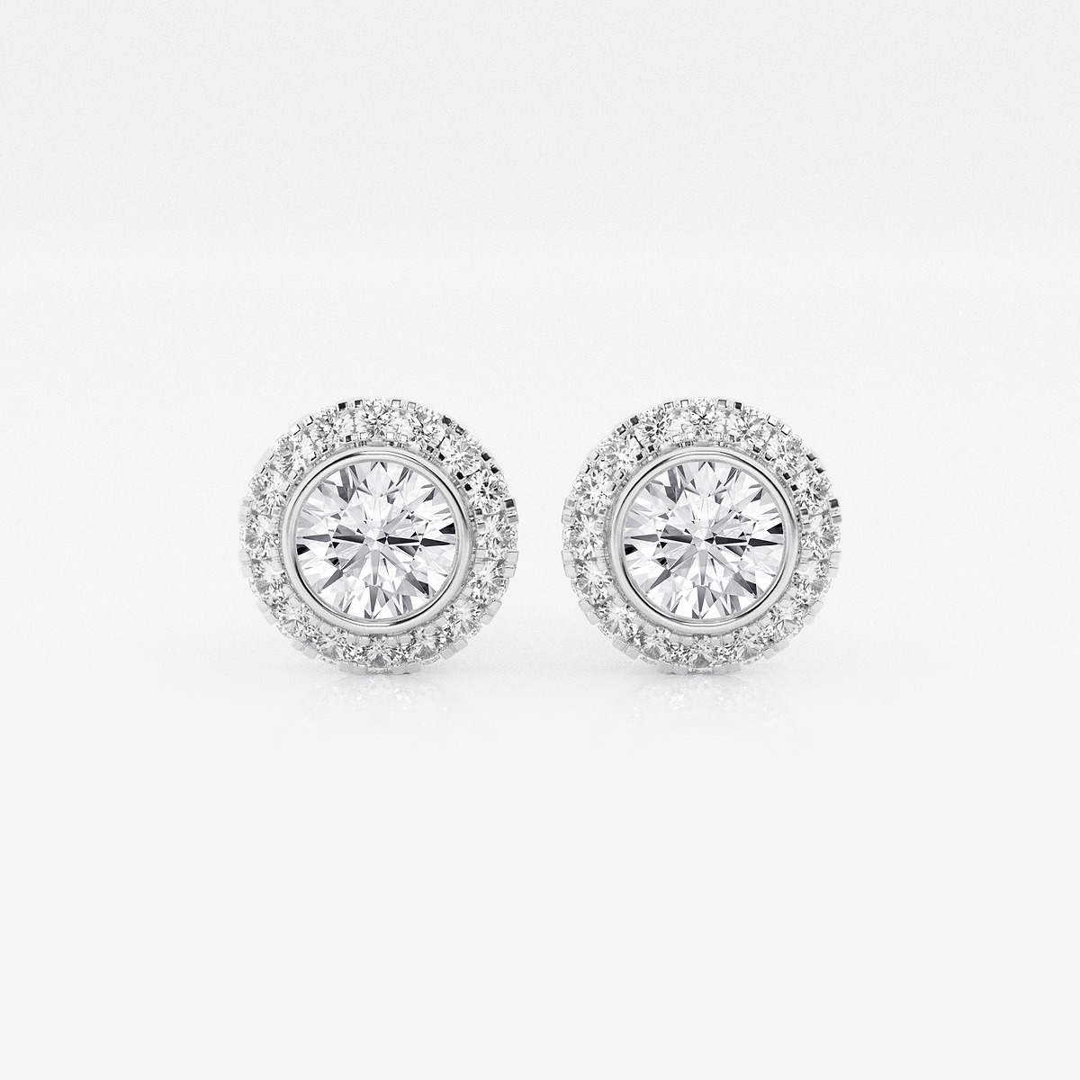 1 1/4 ctw Round Lab Grown Diamond Halo Stud Earrings