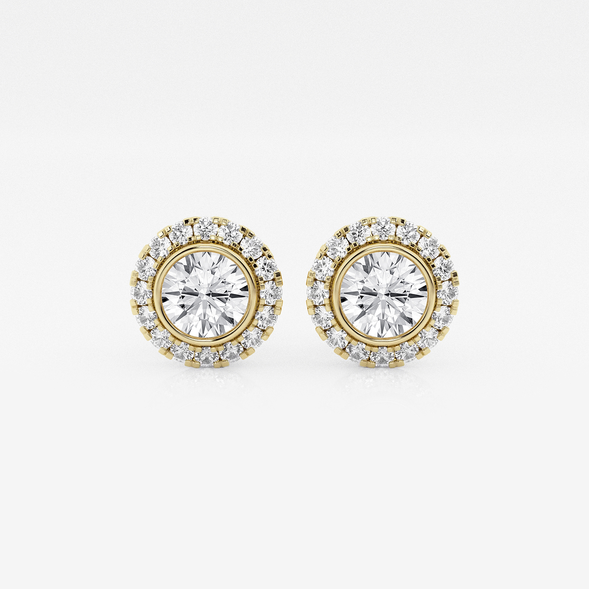 1 1/4 ctw Round Lab Grown Diamond Halo Stud Earrings