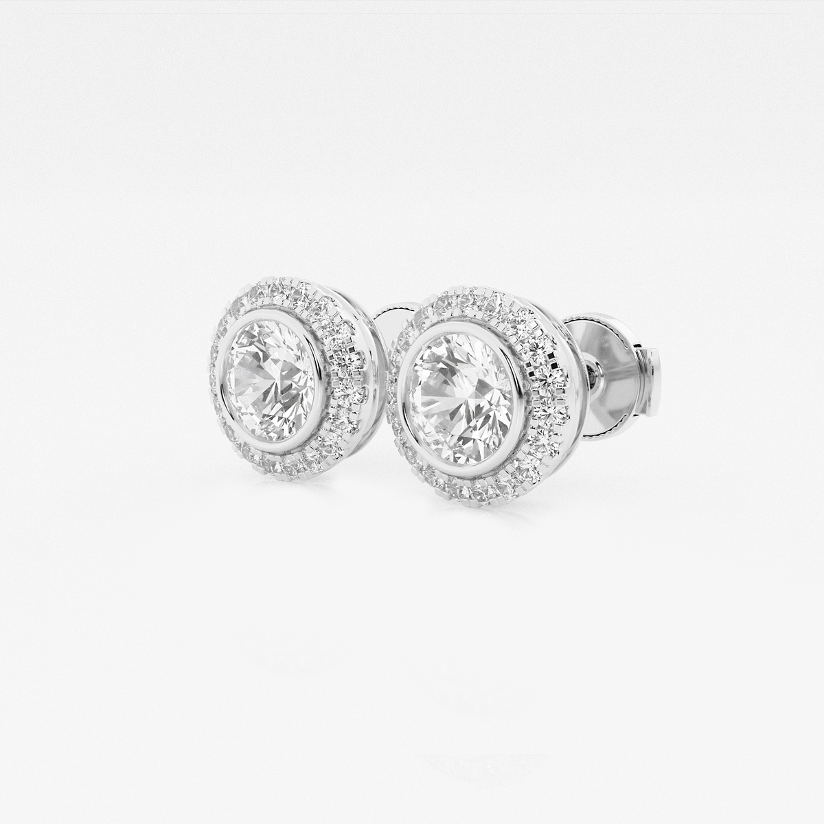 Additional Image 1 for  1 3/4 ctw Round Lab Grown Diamond Bezel Set Halo Stud Earrings