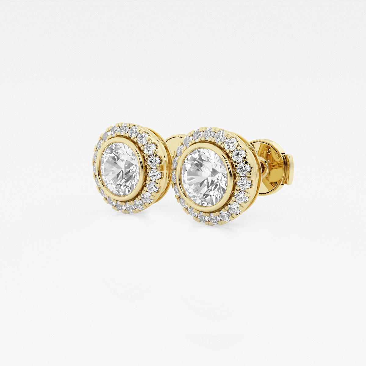 Additional Image 1 for  1 3/4 ctw Round Lab Grown Diamond Bezel Set Halo Stud Earrings
