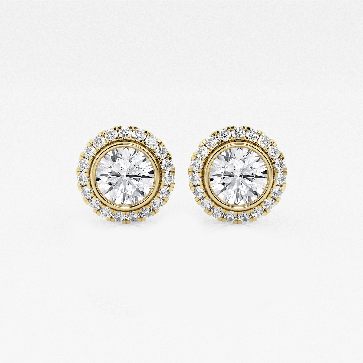 1 3/4 ctw Round Lab Grown Diamond Bezel Set Halo Stud Earrings