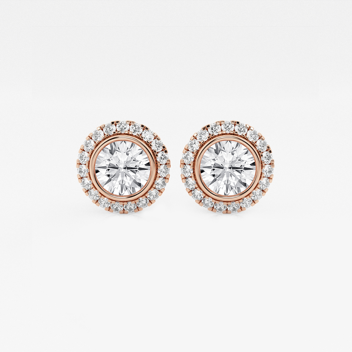 2 3/8 ctw Round Lab Grown Diamond Bezel Set Halo Certified Stud Earrings