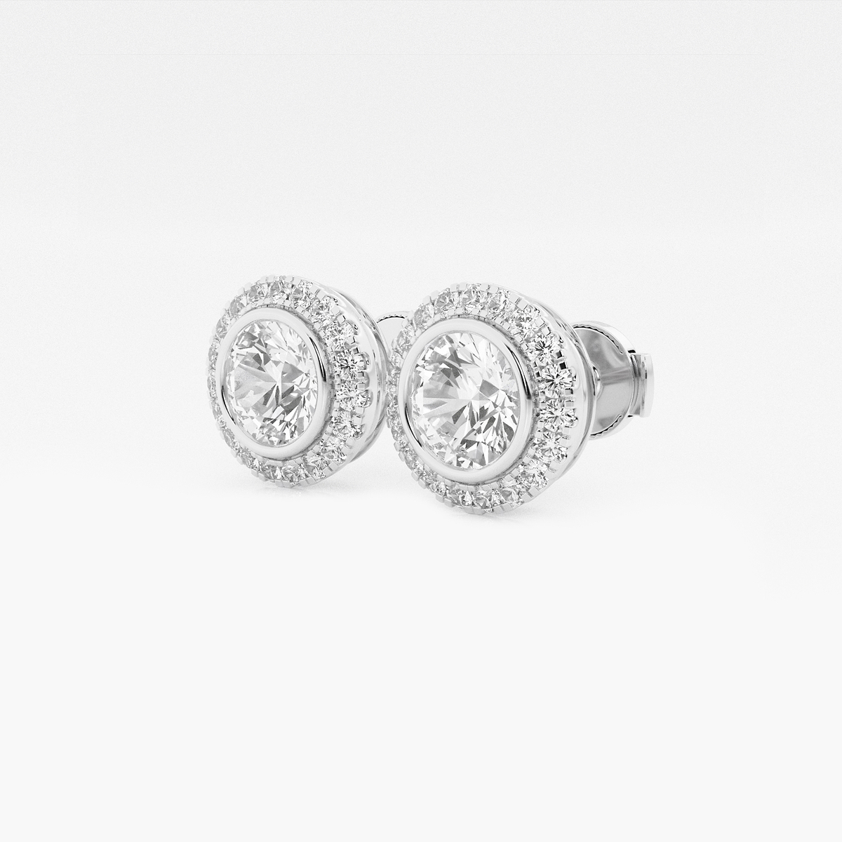 Additional Image 1 for  2 3/8 ctw Round Lab Grown Diamond Bezel Set Halo Certified Stud Earrings