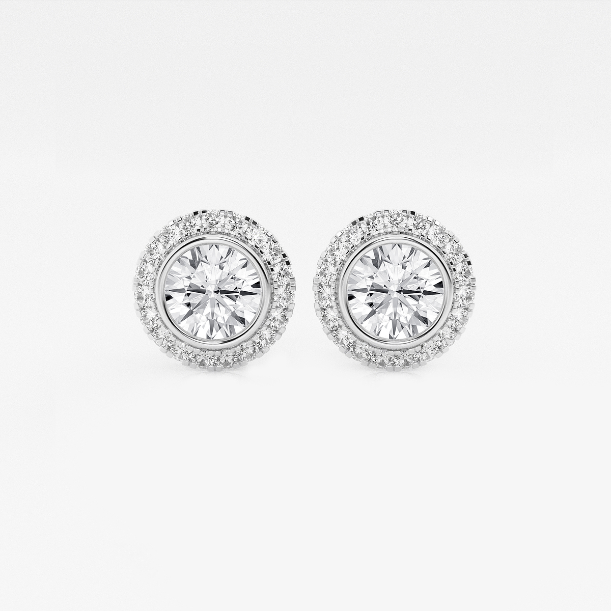 2 3/8 ctw Round Lab Grown Diamond Bezel Set Halo Certified Stud Earrings