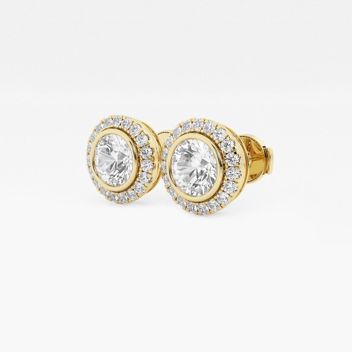 Additional Image 1 for  2 3/8 ctw Round Lab Grown Diamond Bezel Set Halo Certified Stud Earrings