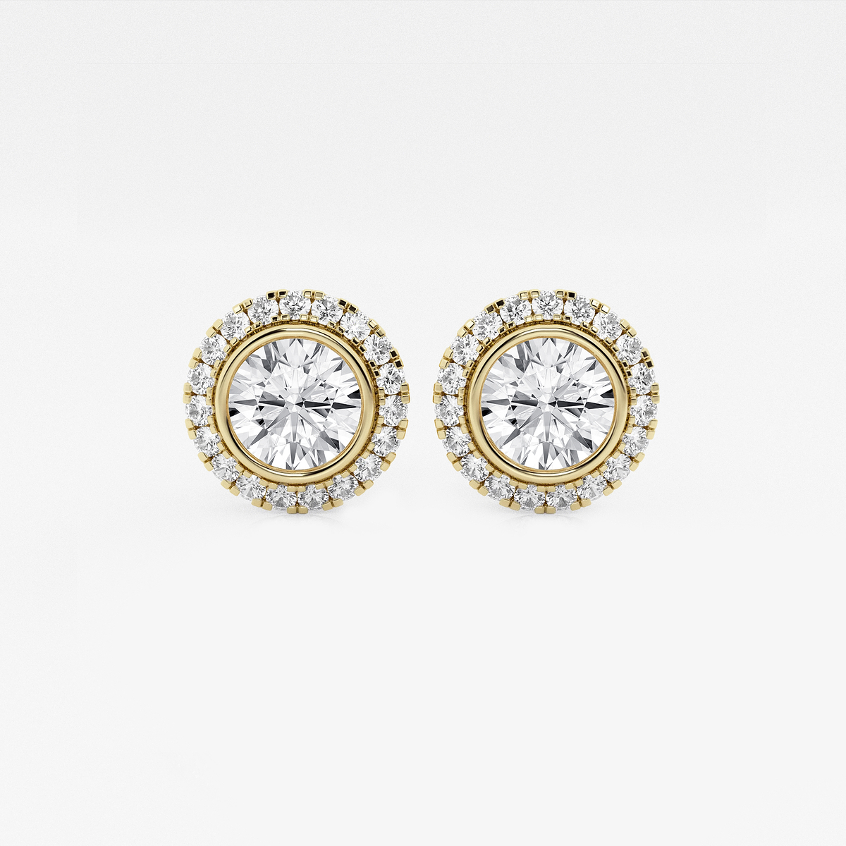 2 3/8 ctw Round Lab Grown Diamond Bezel Set Halo Certified Stud Earrings