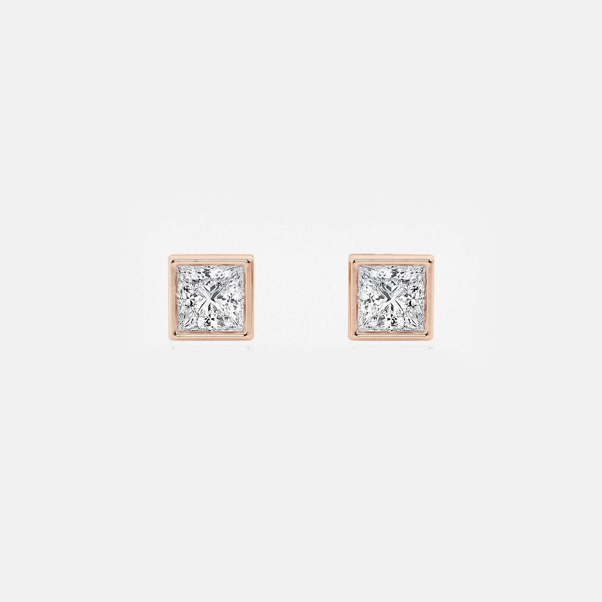 1/2 ctw Princess Lab Grown Diamond Bezel Set Solitaire Stud Earrings