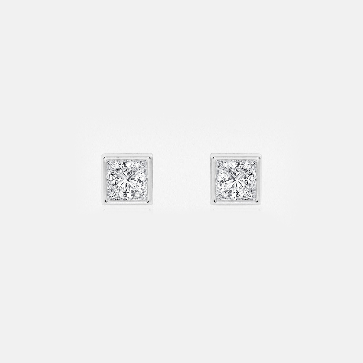 1/2 ctw Princess Lab Grown Diamond Bezel Set Solitaire Stud Earrings
