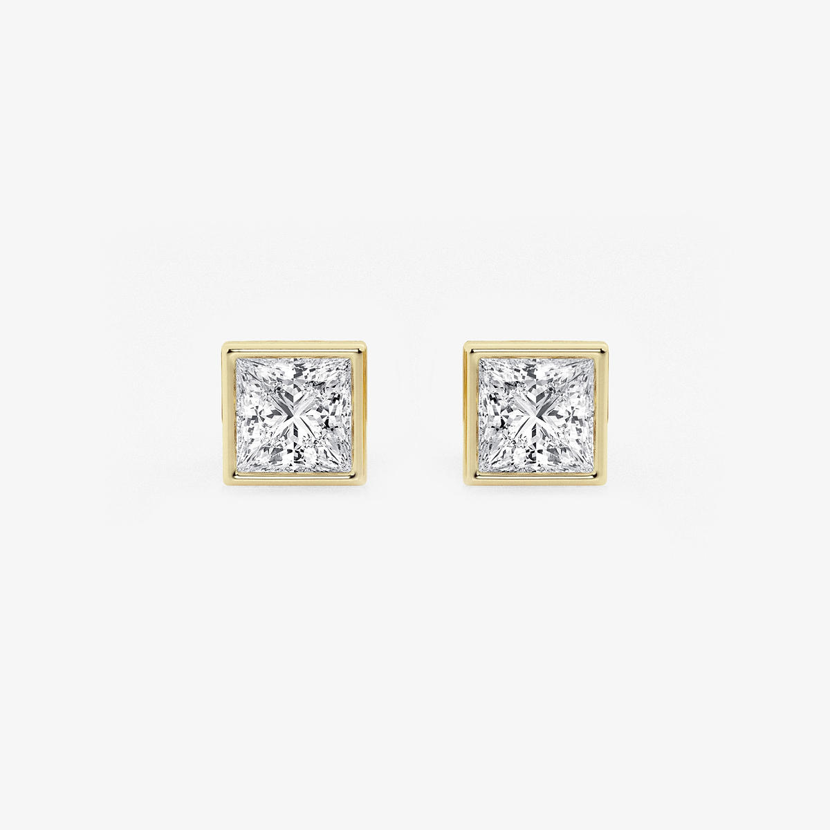 1 ctw Princess Lab Grown Diamond Bezel Set Solitaire Stud Earrings