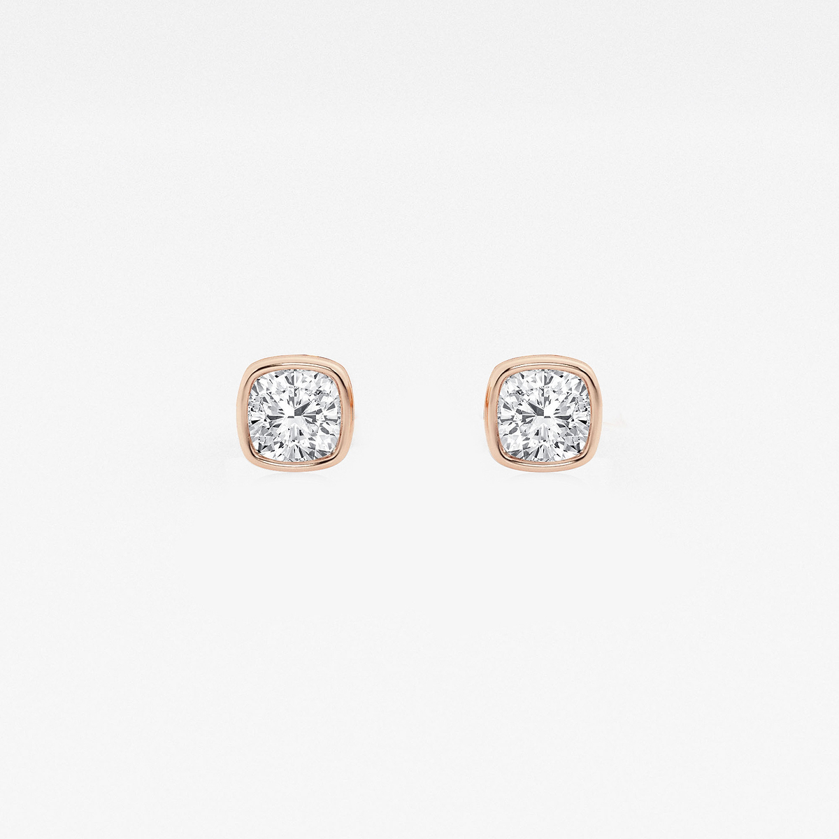 1/2 ctw Cushion Lab Grown Diamond Bezel Set Solitaire Stud Earrings