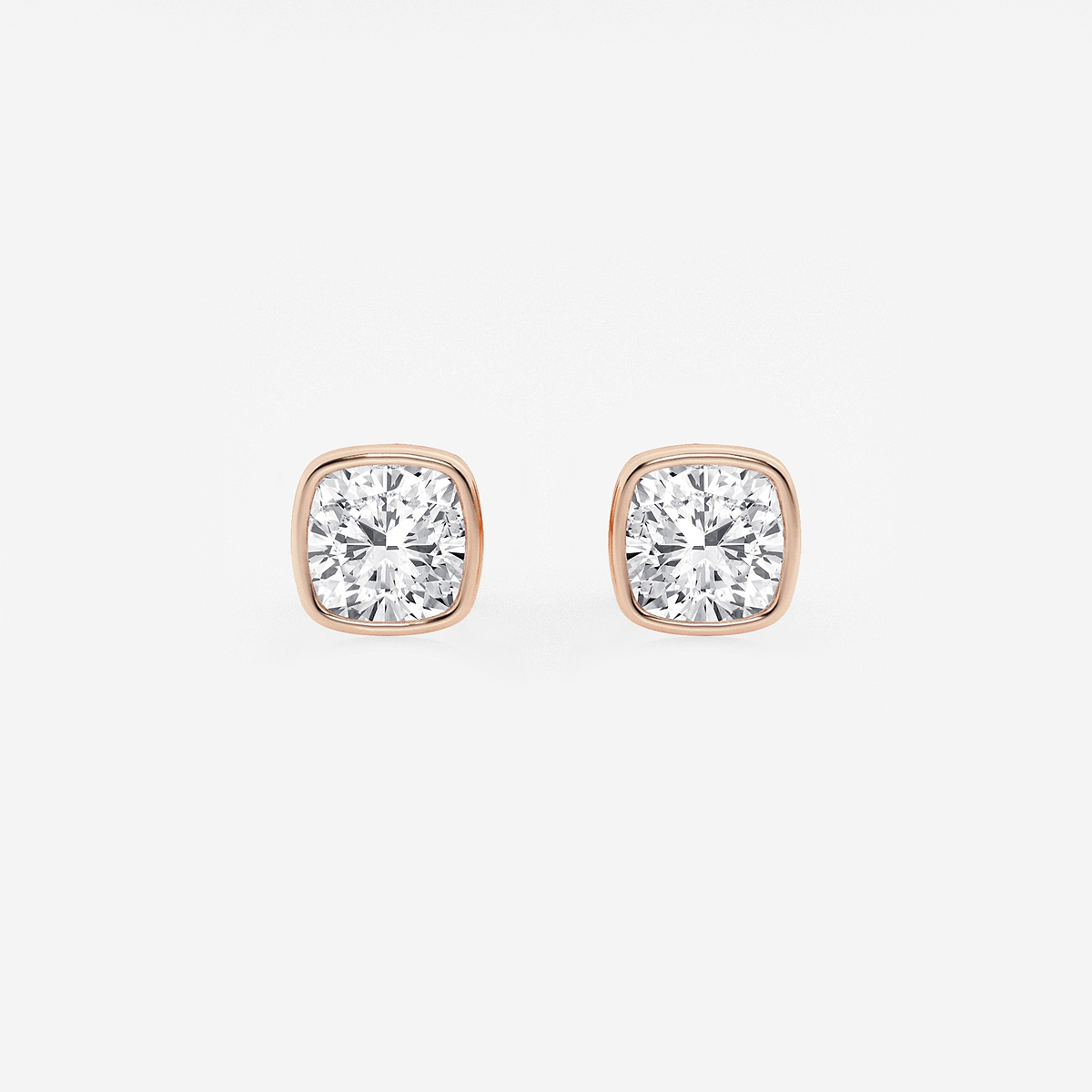 1 ctw Cushion Lab Grown Diamond Bezel Set Solitaire Stud Earrings