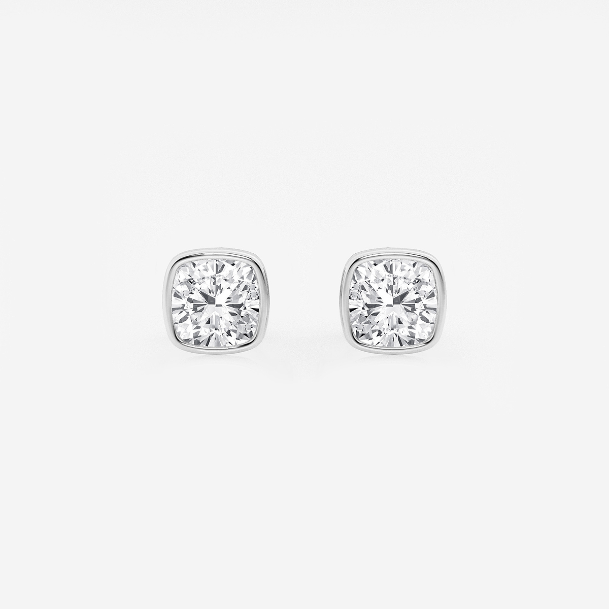 1 ctw Cushion Lab Grown Diamond Bezel Set Solitaire Stud Earrings