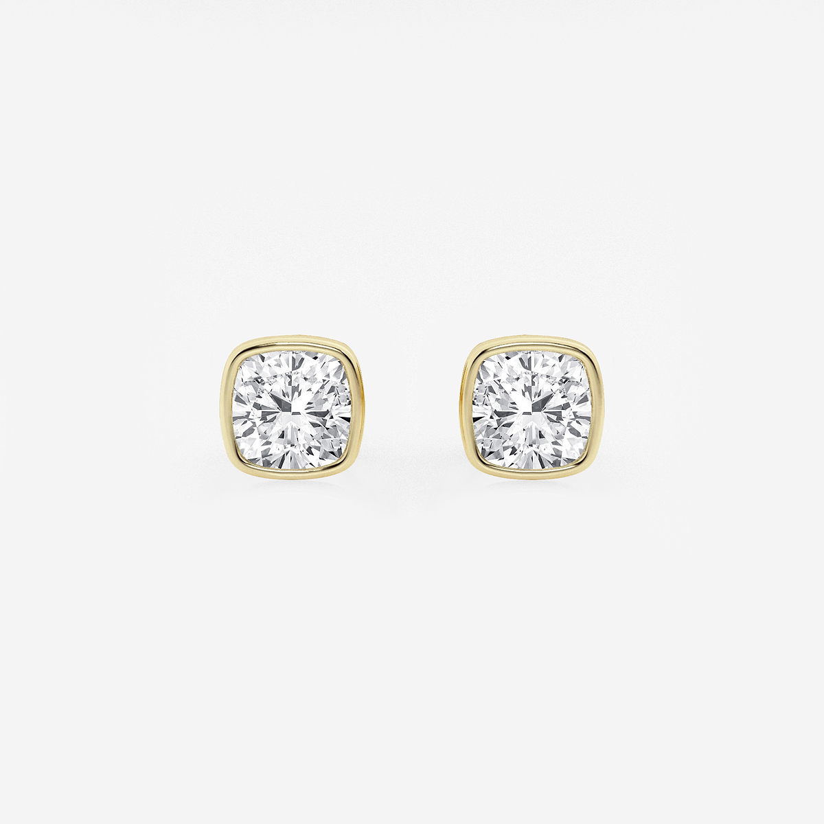 1 ctw Cushion Lab Grown Diamond Bezel Set Solitaire Stud Earrings