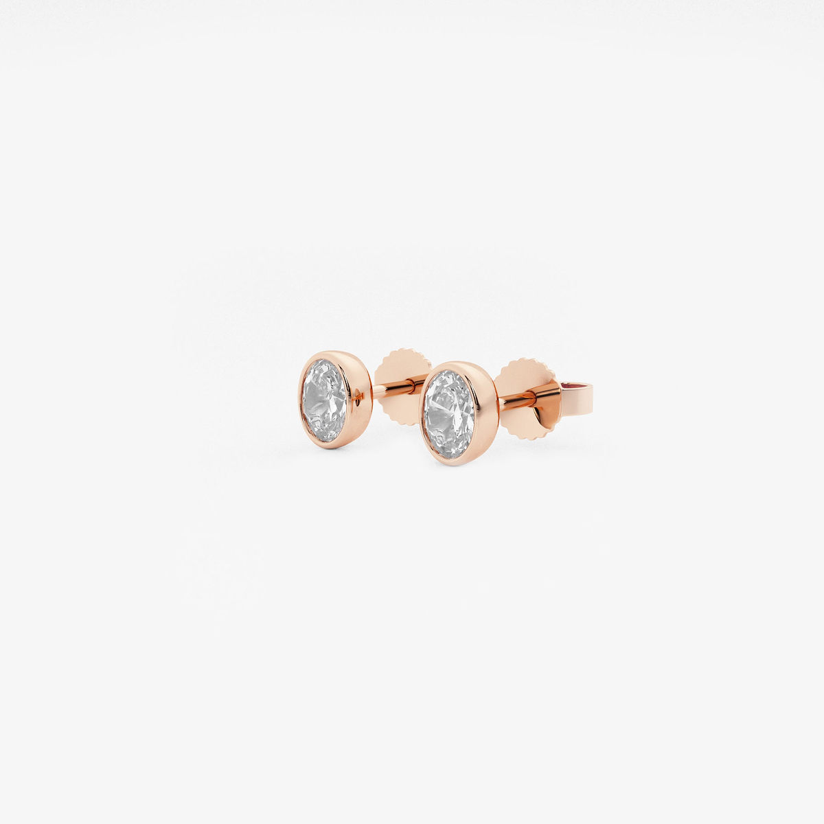 Additional Image 1 for  1/2 ctw Oval Lab Grown Diamond Bezel Set Solitaire Stud Earrings