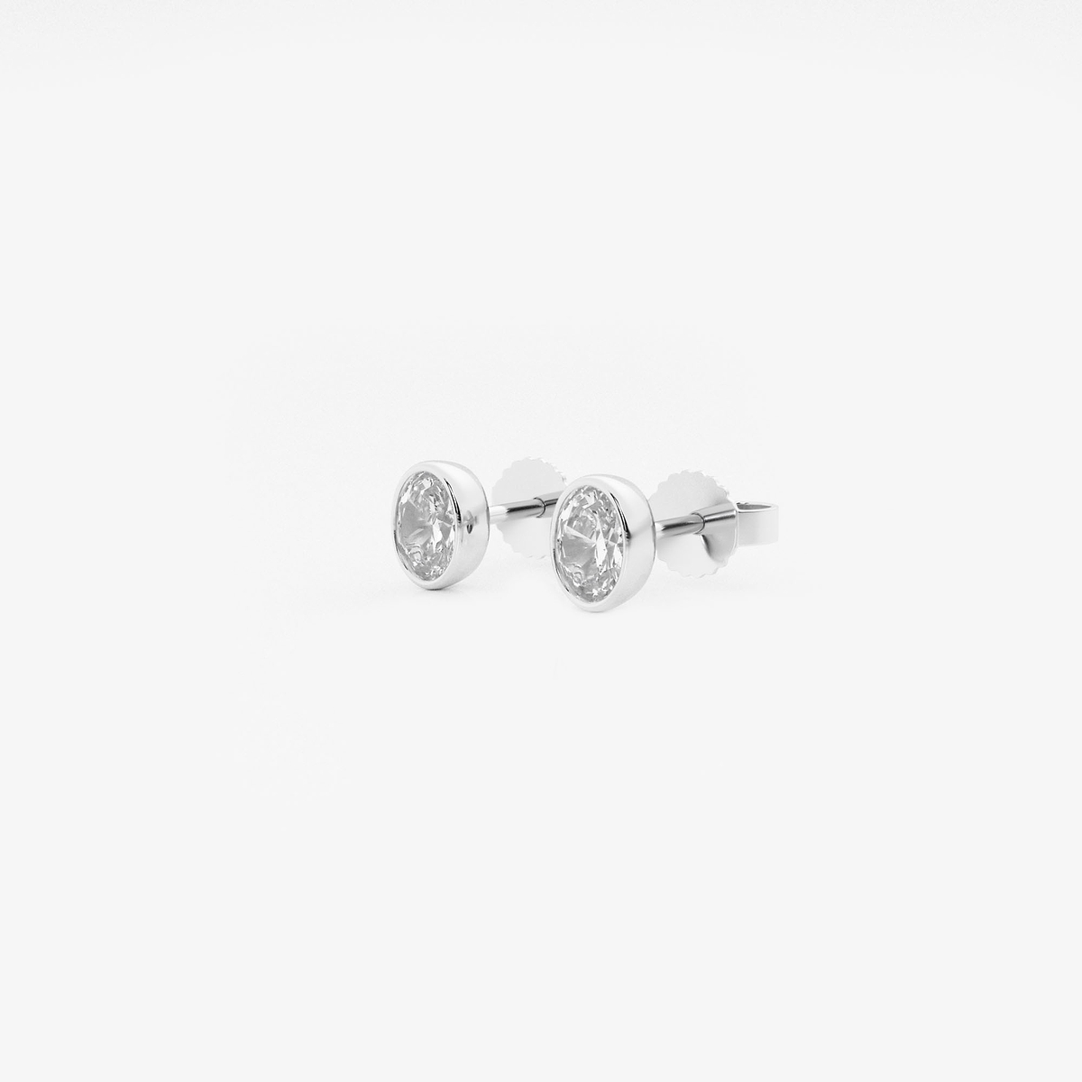 Additional Image 1 for  1/2 ctw Oval Lab Grown Diamond Bezel Set Solitaire Stud Earrings