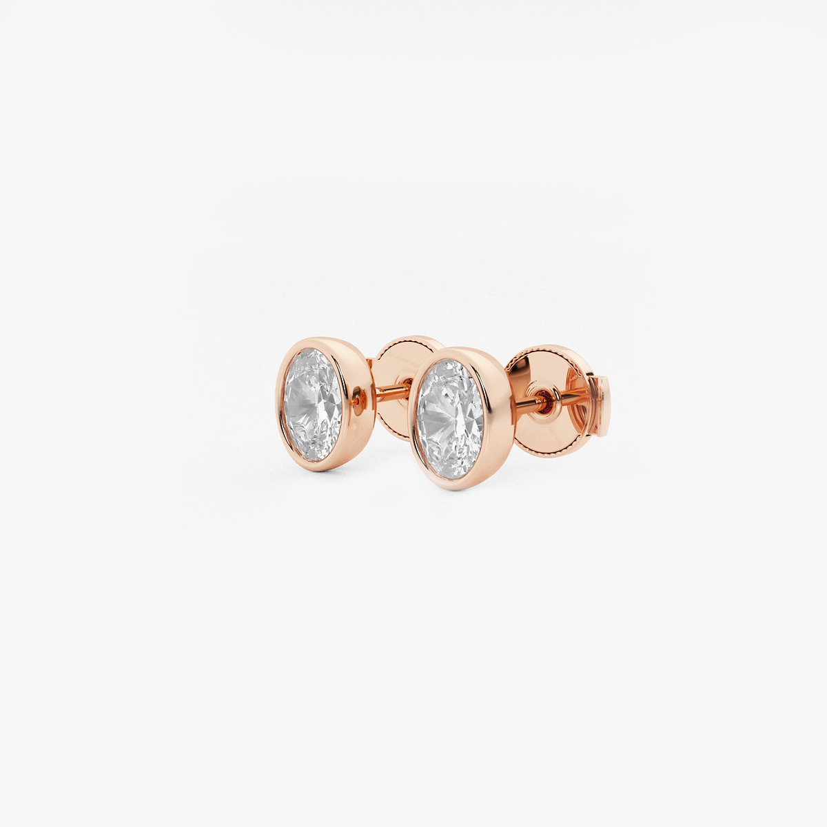 Additional Image 1 for  1 ctw Oval Lab Grown Diamond Bezel Set Solitaire Stud Earrings