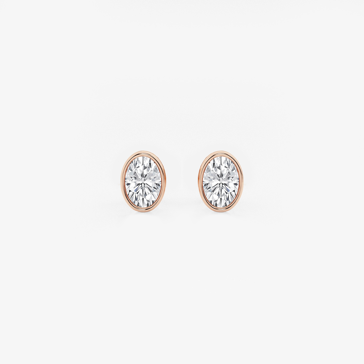 1 ctw Oval Lab Grown Diamond Bezel Set Solitaire Stud Earrings