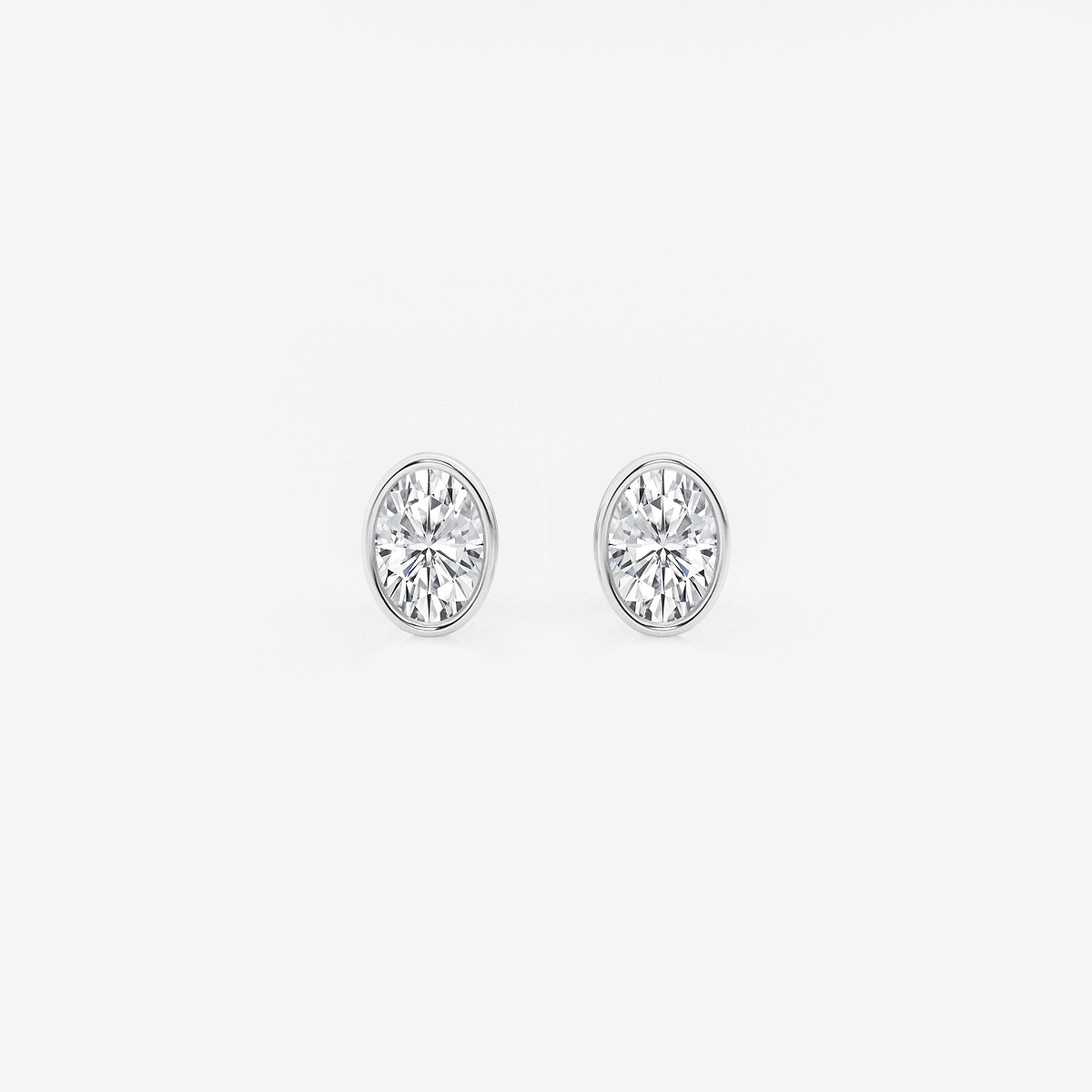 1 ctw Oval Lab Grown Diamond Bezel Set Solitaire Stud Earrings