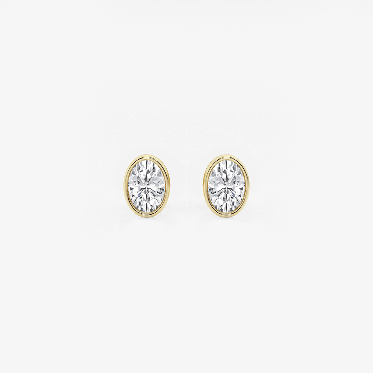 1 ctw Oval Lab Grown Diamond Bezel Set Solitaire Stud Earrings