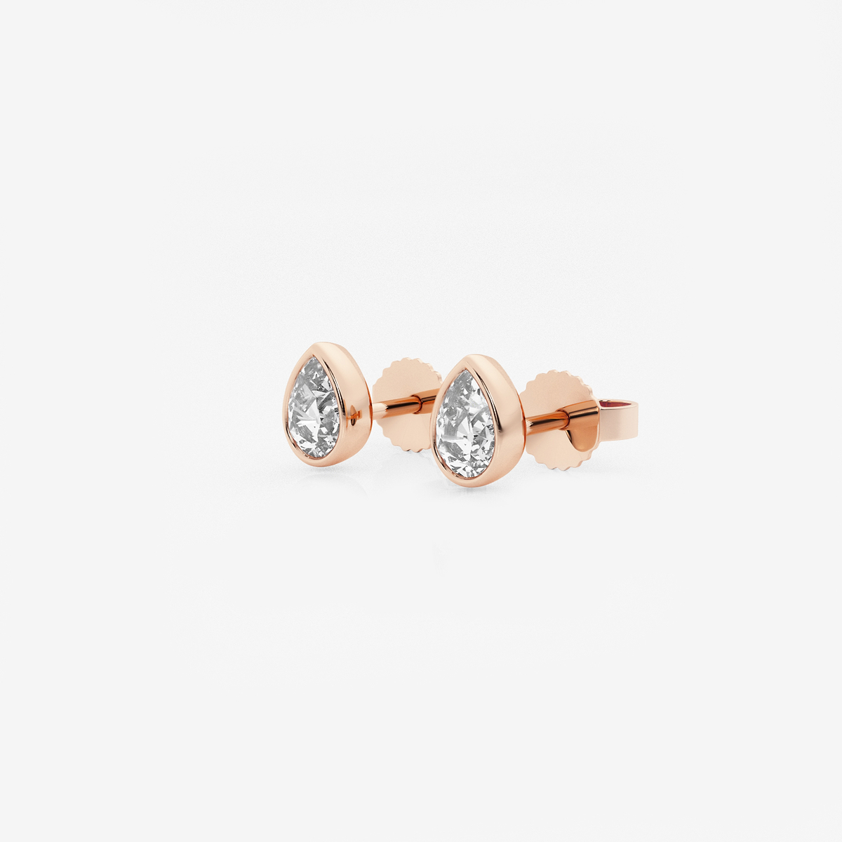 Additional Image 1 for  1/2 ctw Pear Lab Grown Diamond Bezel Set Solitaire Stud Earrings