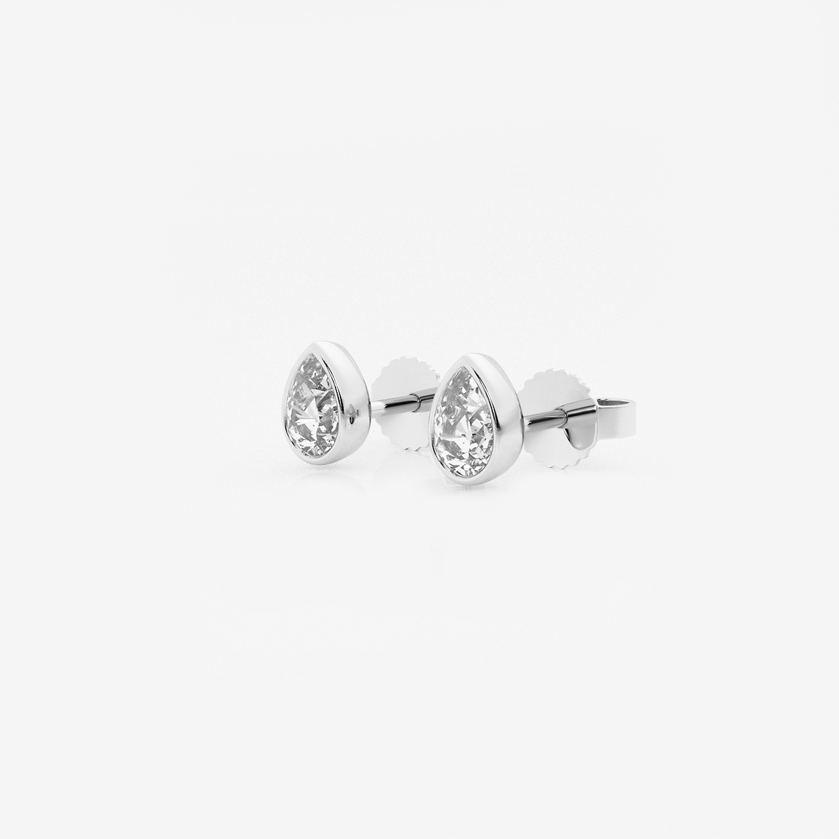 Additional Image 1 for  1/2 ctw Pear Lab Grown Diamond Bezel Set Solitaire Stud Earrings