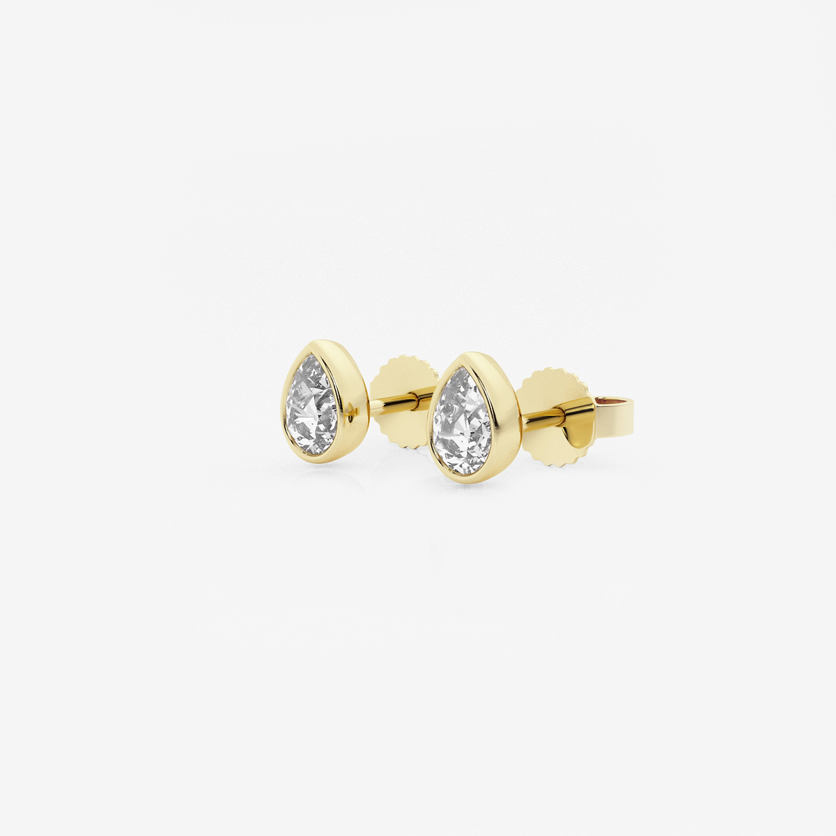 Additional Image 1 for  1/2 ctw Pear Lab Grown Diamond Bezel Set Solitaire Stud Earrings