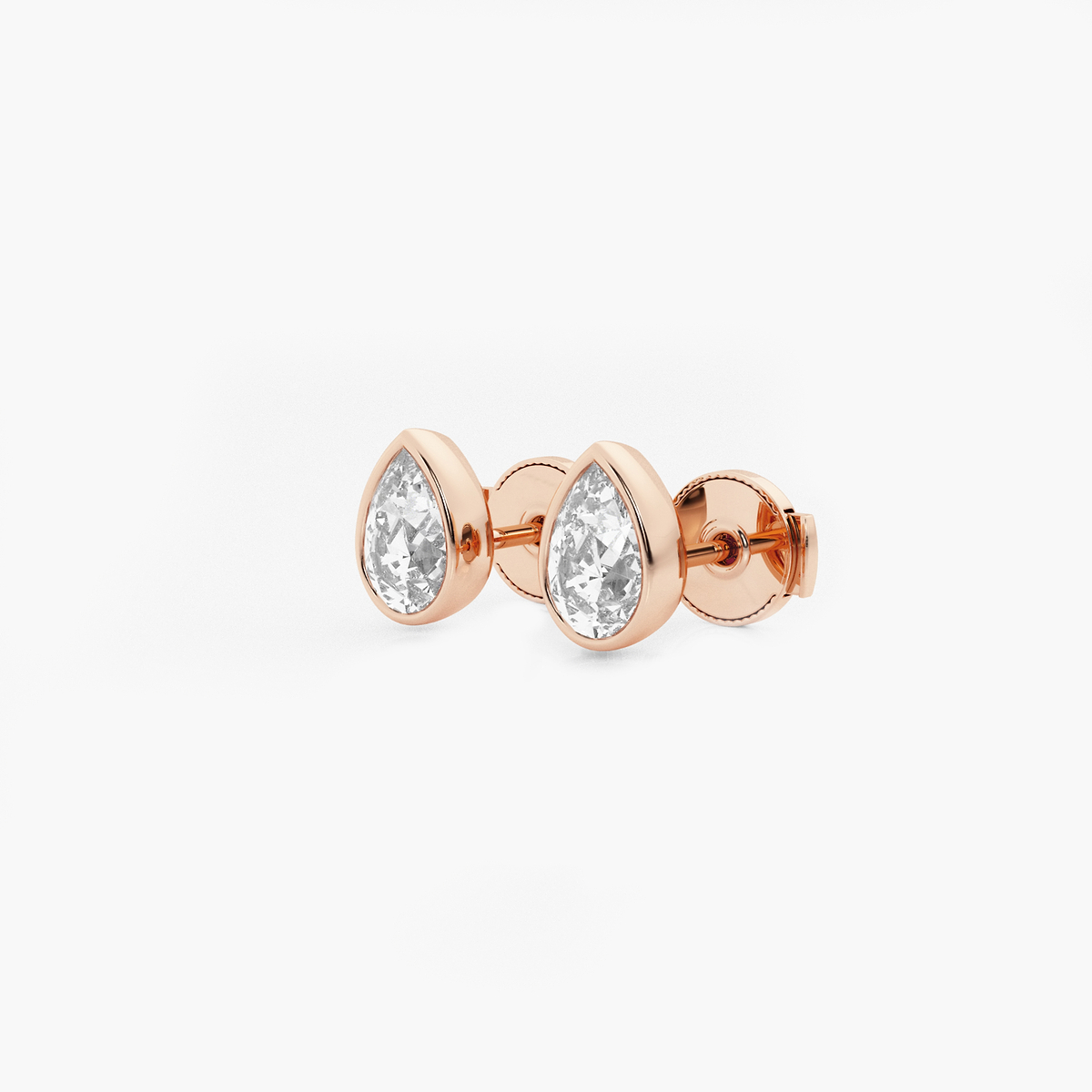Additional Image 1 for  1 ctw Pear Lab Grown Diamond Bezel Set Solitaire Stud Earrings