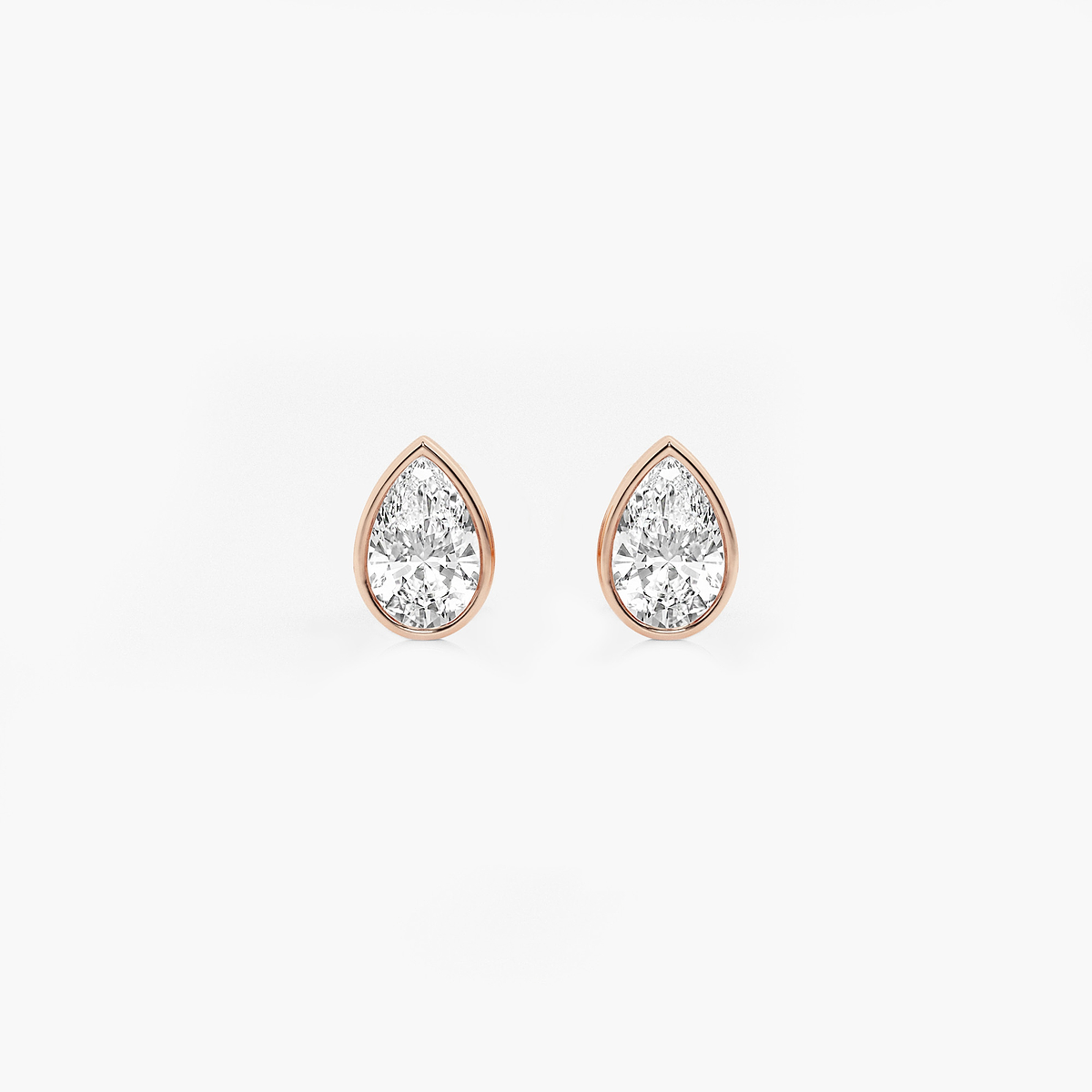 1 ctw Pear Lab Grown Diamond Bezel Set Solitaire Stud Earrings