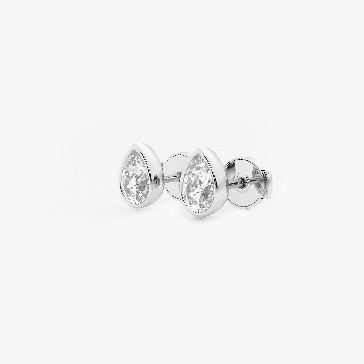 Additional Image 1 for  1 ctw Pear Lab Grown Diamond Bezel Set Solitaire Stud Earrings