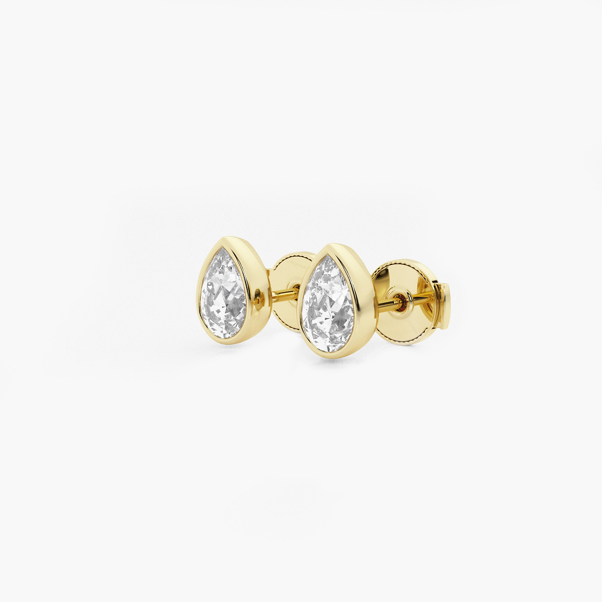 Additional Image 1 for  1 ctw Pear Lab Grown Diamond Bezel Set Solitaire Stud Earrings