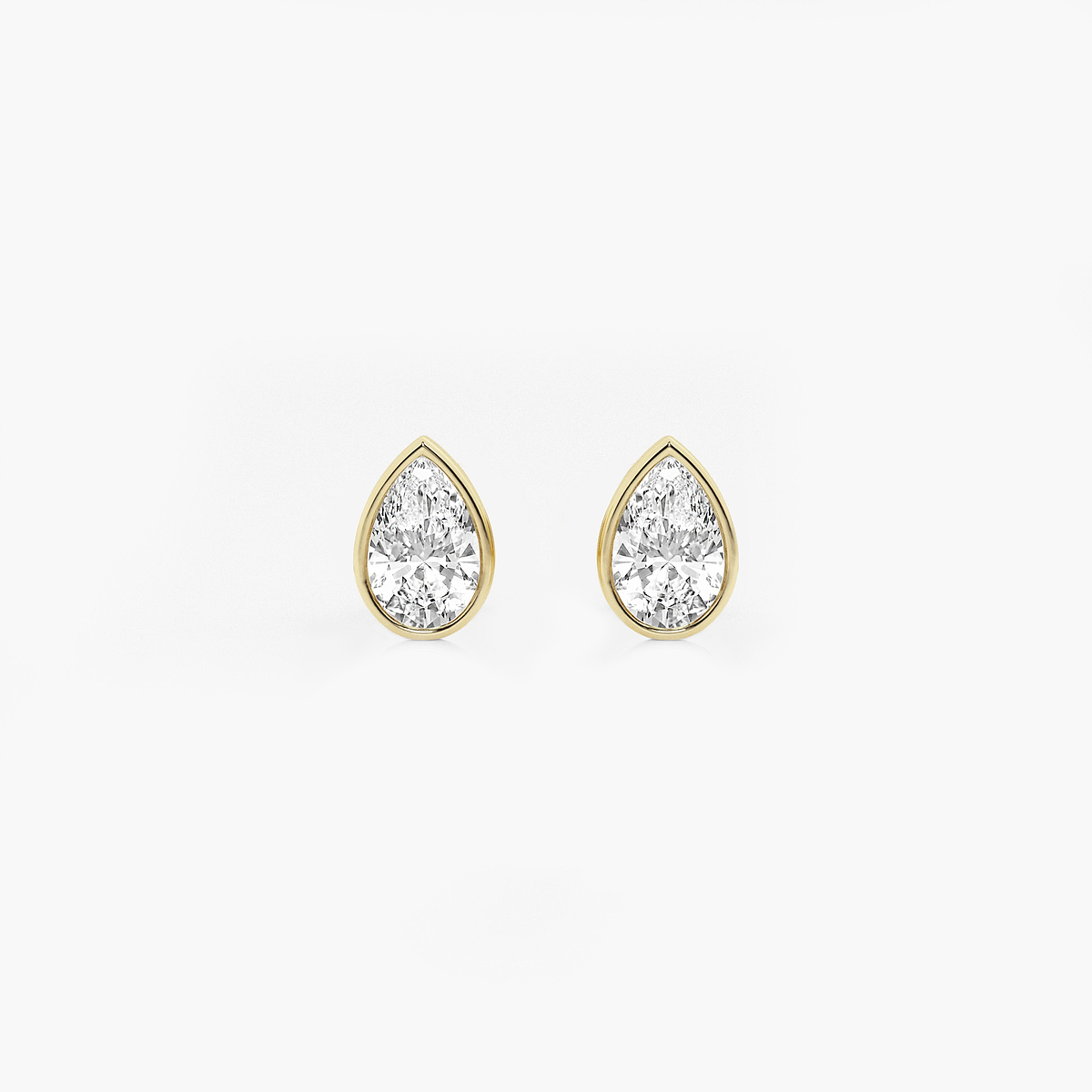 1 ctw Pear Lab Grown Diamond Bezel Set Solitaire Stud Earrings