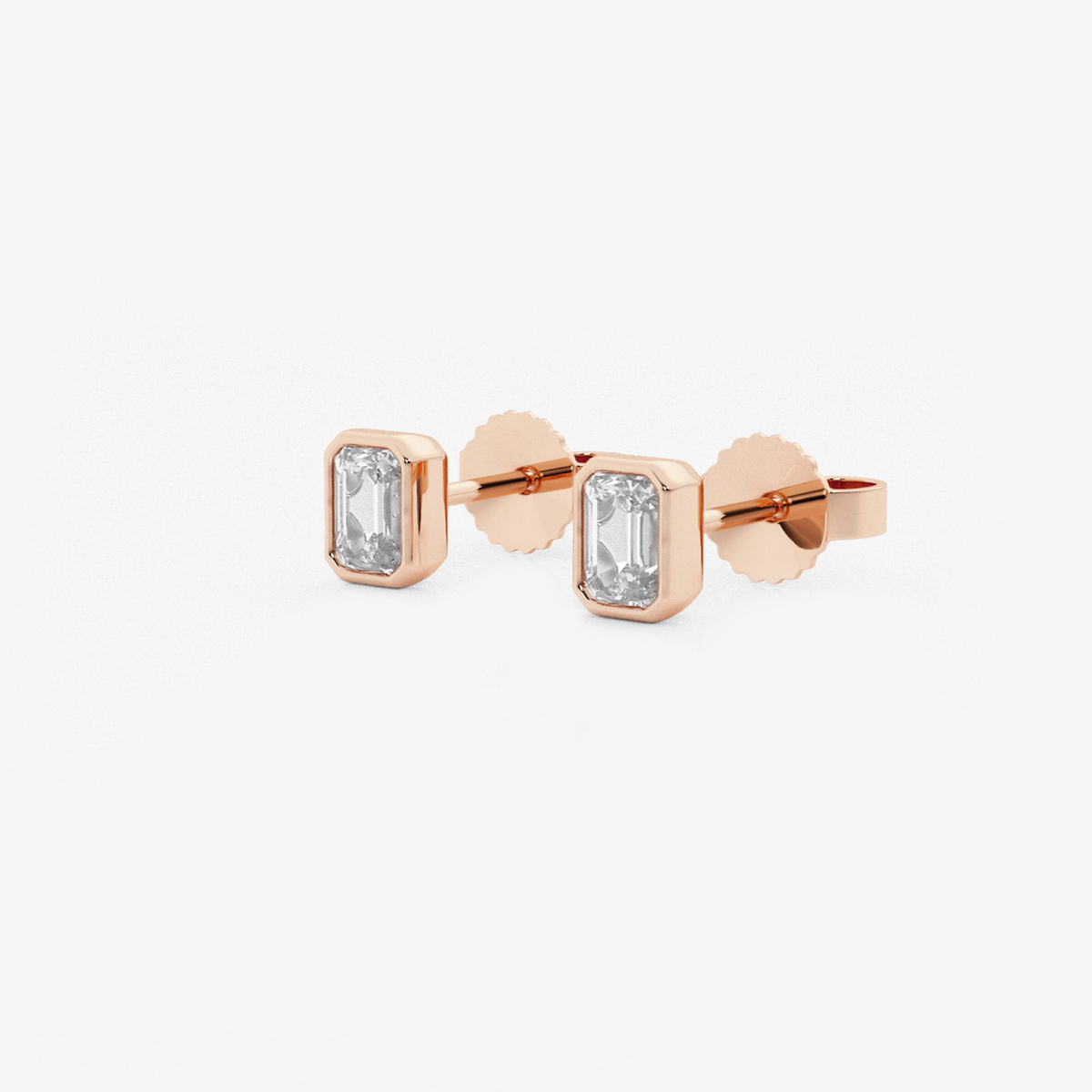 Additional Image 1 for  1/2 ctw Emerald Lab Grown Diamond Bezel Set Solitaire Stud Earrings
