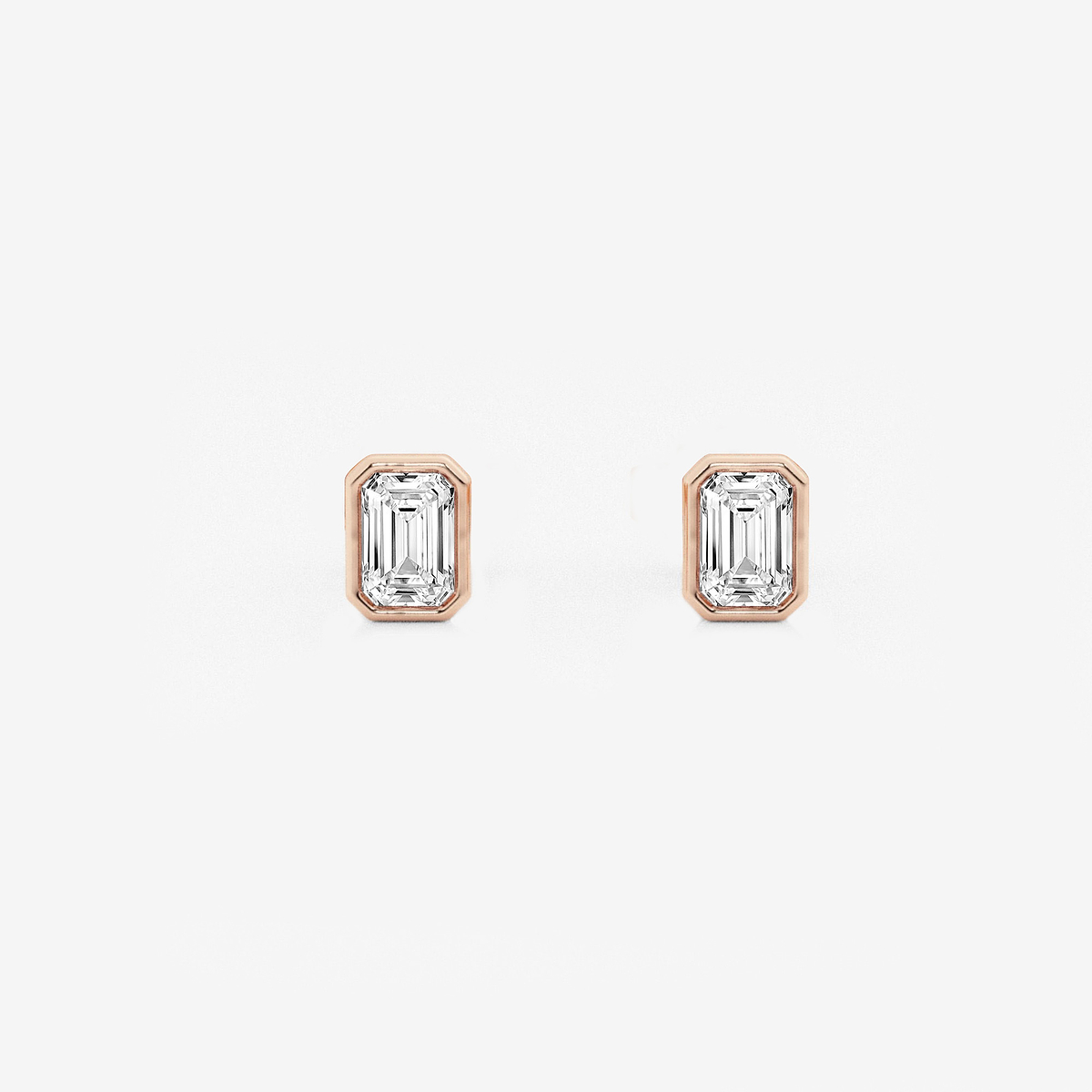 1/2 ctw Emerald Lab Grown Diamond Bezel Set Solitaire Stud Earrings