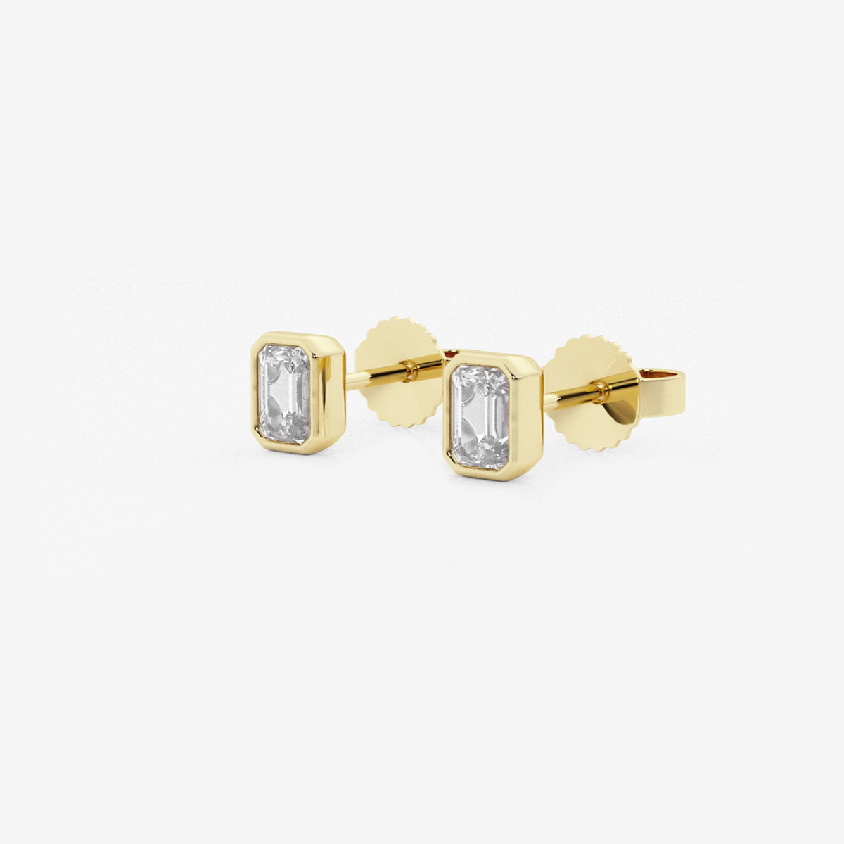 Additional Image 1 for  1/2 ctw Emerald Lab Grown Diamond Bezel Set Solitaire Stud Earrings
