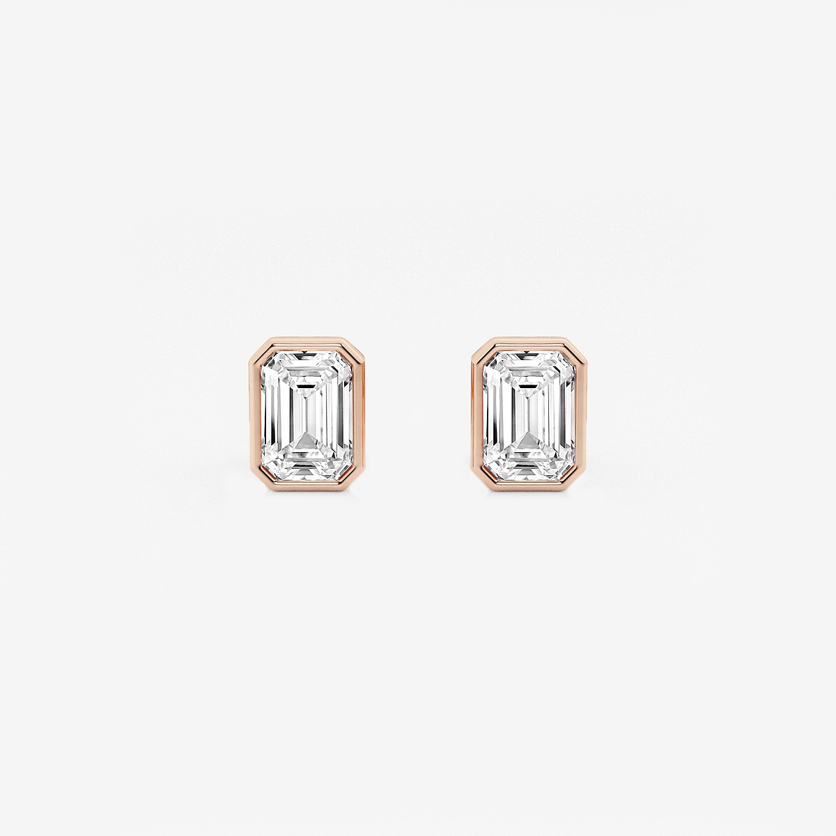 1 ctw Emerald Lab Grown Diamond Bezel Set Solitaire Stud Earrings