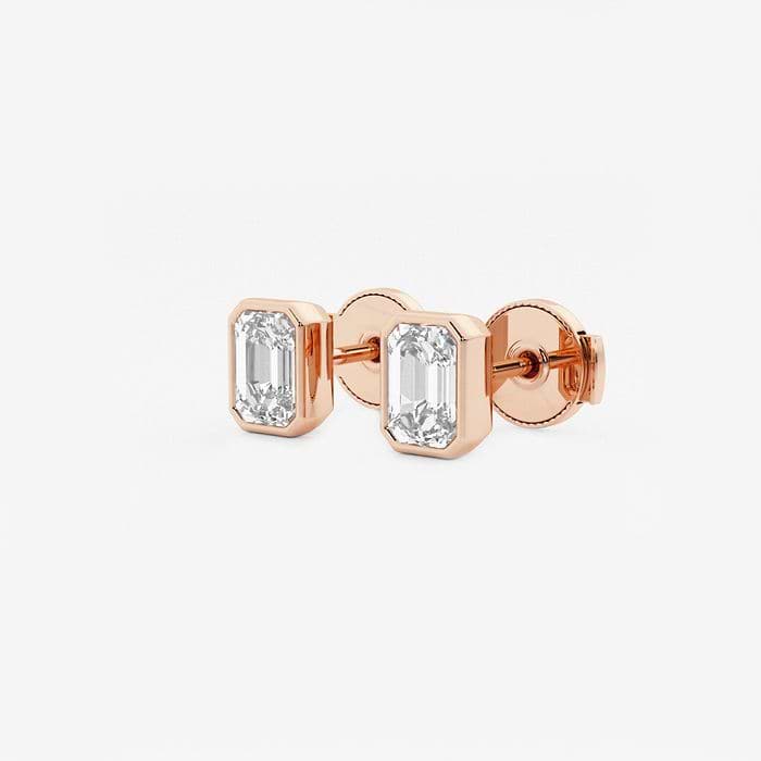 Bezel Set Solitaire Emerald Stud Earrings